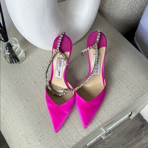 Jimmy Choo Pink Satin Slingback Heels/ size 38